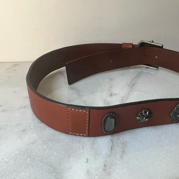 Frank Daniel Buckle Casual 1 1/2" wide Genuine Leather Belt Italy 39.5” Long - Picture 6 of 16